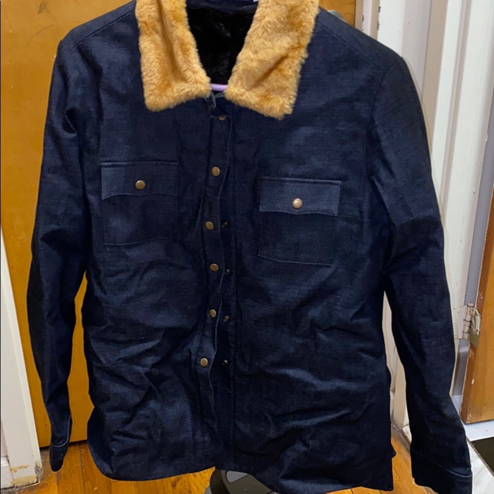 Harvey Faircloth Denim faux fur jacket!
